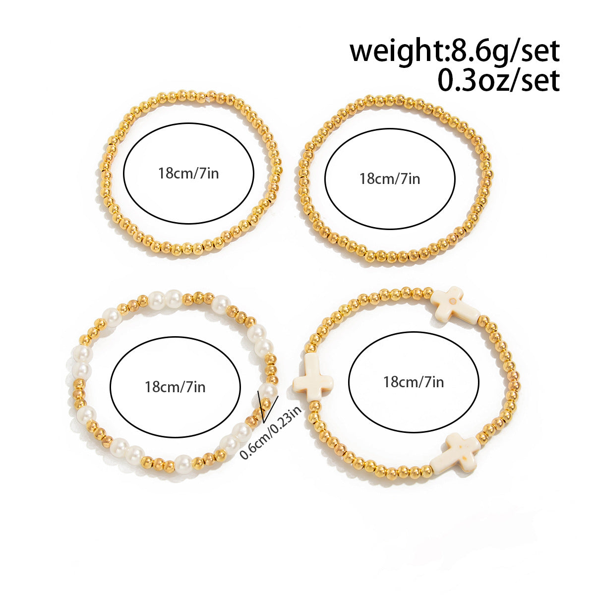 Planderful Vienna Verve Cross Beaded Elastic Bracelet Set For Women Retro Versatile Statement Jewelry