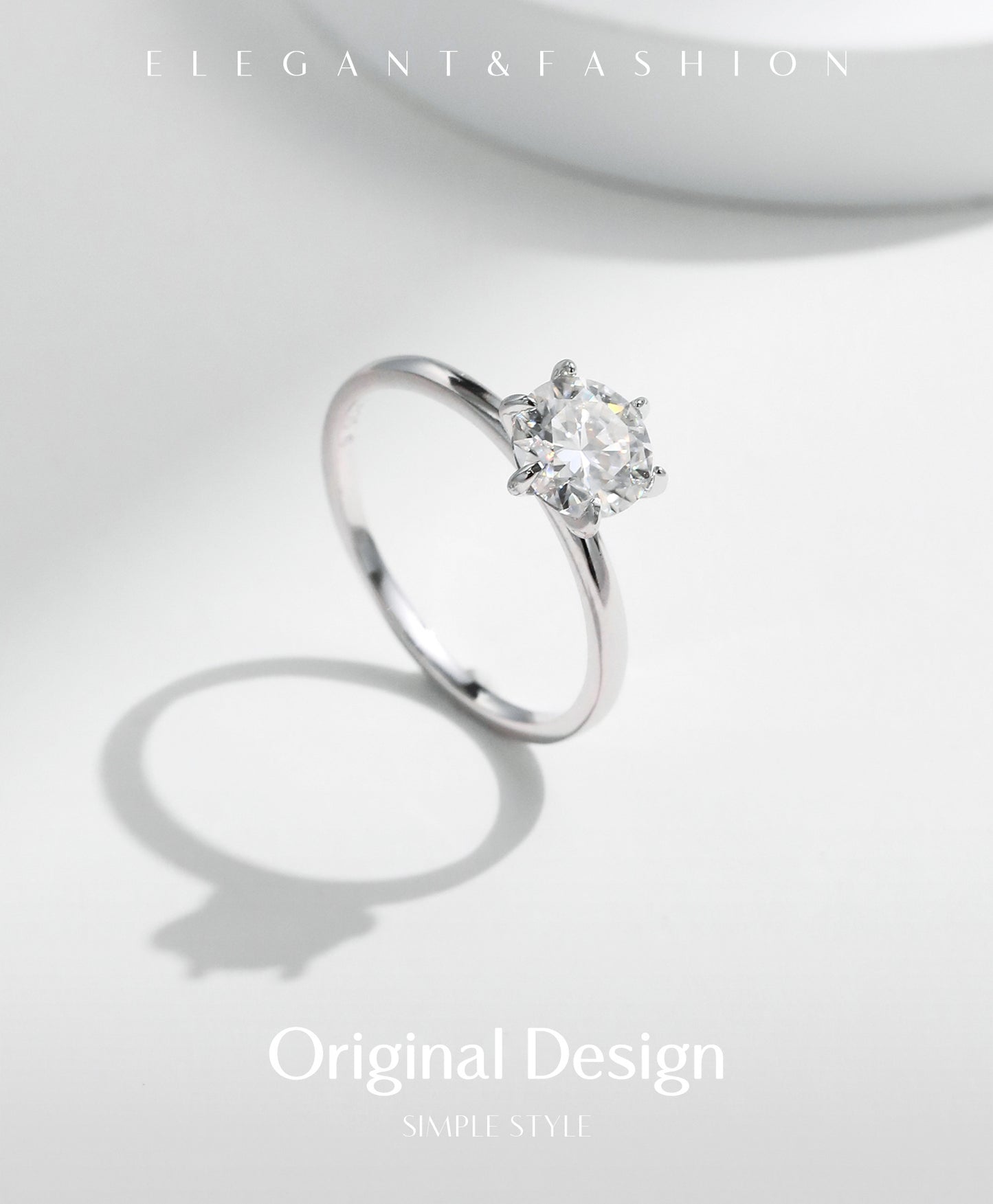 Planderful Moissanite Sparkling Ring – Delicate Shiny Design in Sterling Silver