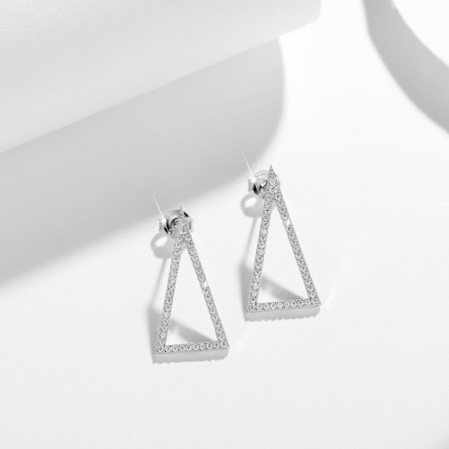 Planderful Moissanite Hollow Triangular Drop Earrings S925 Silver Sparkling For Modern Women