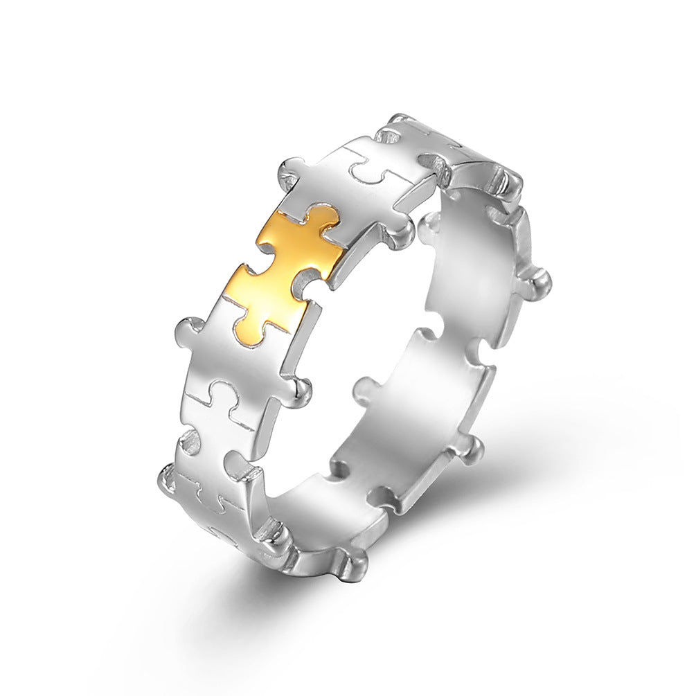 Trendy Neutral Wind Puzzle Couple Titanium Steel Rings