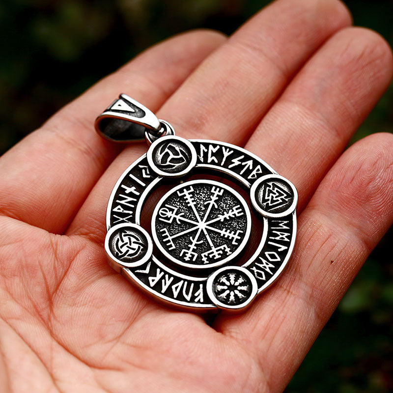 Stainless Steel Viking Totem Letter Pendant – Flippable Titanium Steel Men's Pendant Necklace