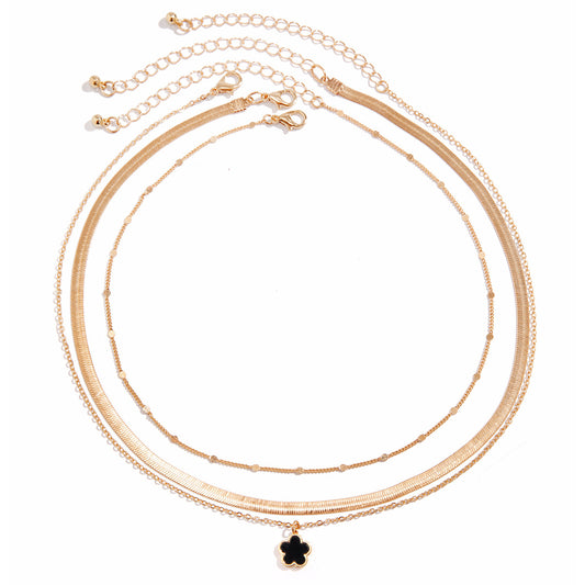 Clover Color Snake Bone Chain Necklace Set from Vienna Verve