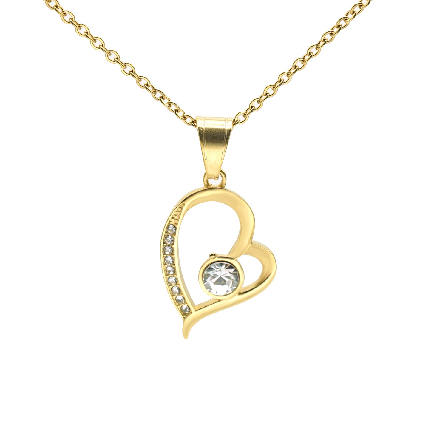 Planderful Heart Shaped Stainless Steel Zircon Pendant Necklace For Women Valentine Gift Ready Timeless Elegance