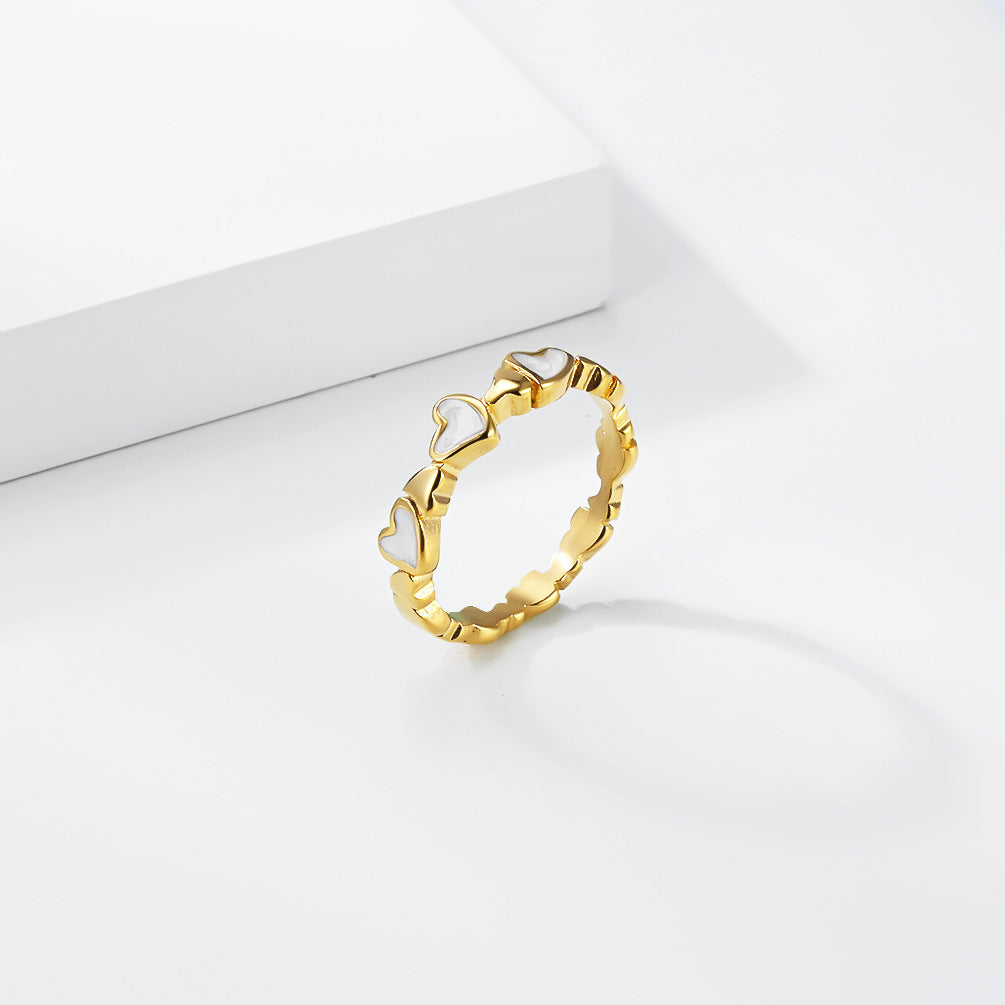 Heart-Shaped Gold-Plated Stainless Steel Ring for Women