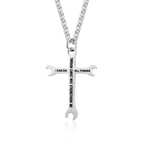 Amazon Stainless Steel Wrench Cross Necklace for Men