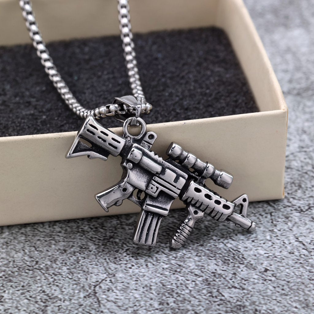 Vintage Stainless Steel Pendant Necklace
