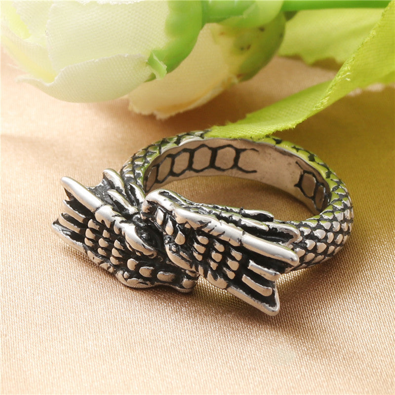 Titanium Steel Chinese Dragon Ring for Men - Retro Trendy Stainless Steel Accessory