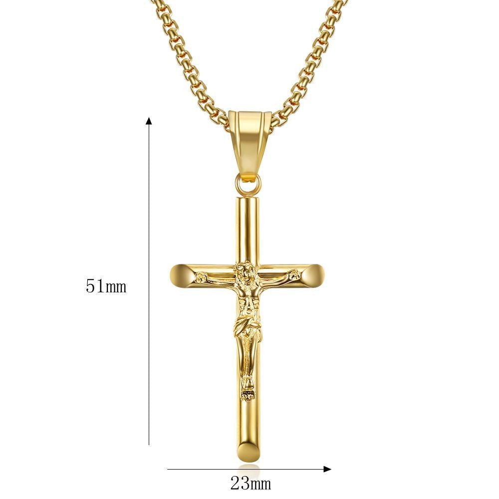 Planderful Everyday Genie Stainless Steel Cross Pendant Necklace Durable Religious Jewelry For Him And Her