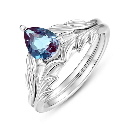 Planderful Pear-Cut Lab-Grown Alexandrite Sterling Silver Ring