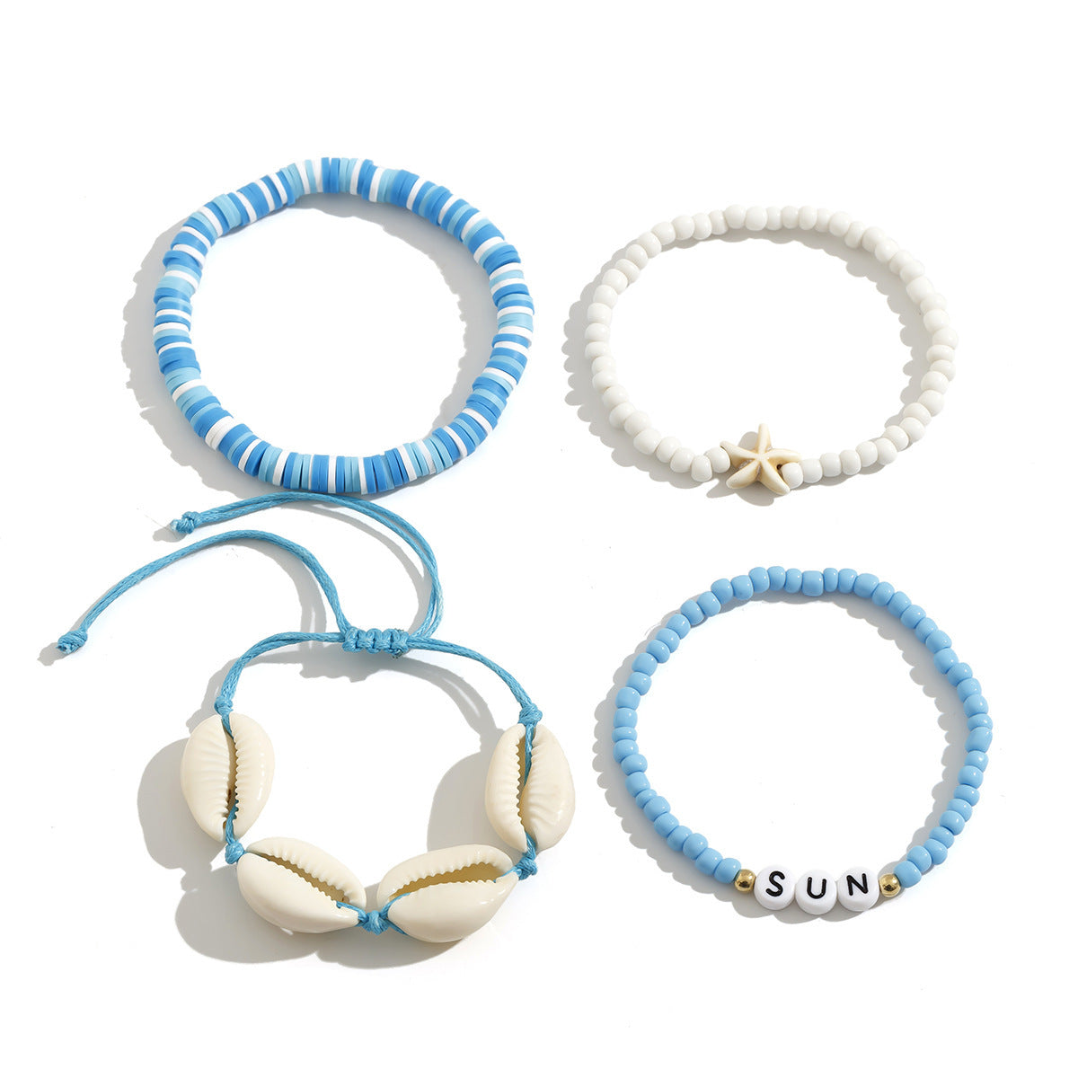 Planderful Vienna Verve Starfish Beaded Bracelet For Women Oceanic Wind Shell Rice Beads Jewelry Set