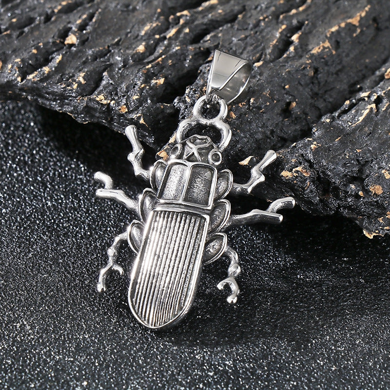 Planderful Beetle Pendant Stainless Steel Retro Mens Pendant