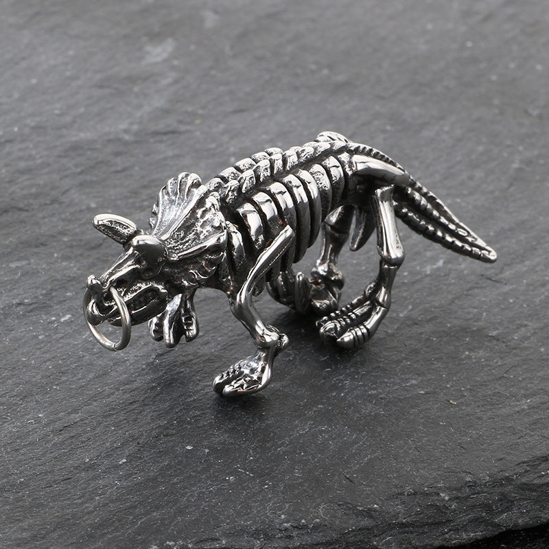 Animal Elk Cobra Dinosaur, Halloween Spider Horns Skull Titanium Steel Men's Pendant Necklace