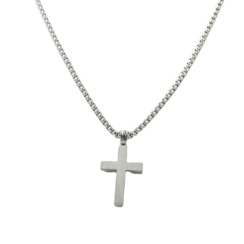 Personalized Retro Titanium Steel Cross Pendant Necklace for Men - Trendy Stainless Steel Design