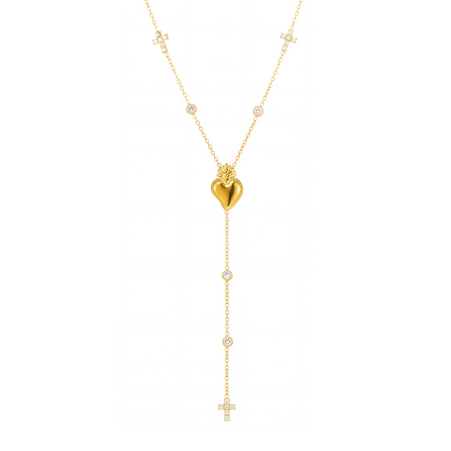 Planderful Zircon Cross Necklace Multi Layer Fringed Women