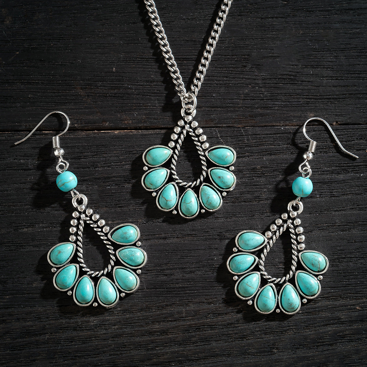 Bohemian Turquoise Necklace with Tassel Dangles for Stylish Women from Europe and America