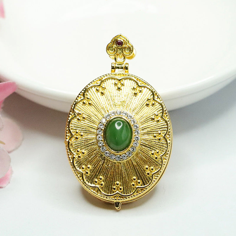 Jade Pendant Necklace with Zircon Photo Box Detail