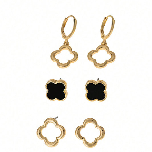 Planderful Vienna Verve Earrings Set – Elegant Metal Flower Design