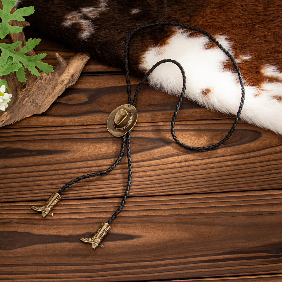 Retro Western Style Cowboy Hat Adjustable Necklace Boots Long Y-Shaped Fringed