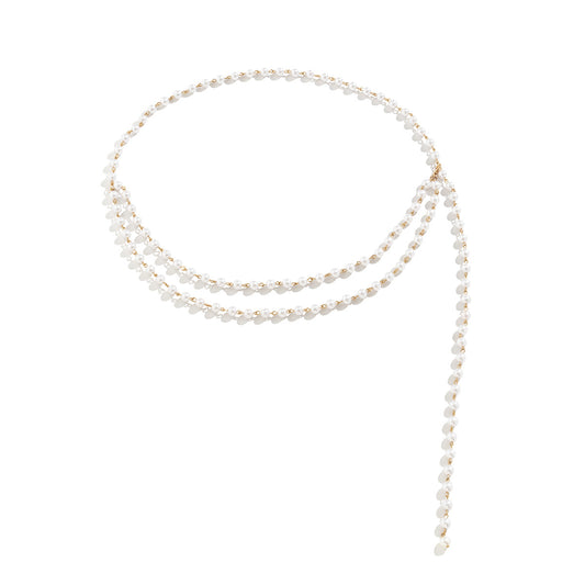 Elegant Double-Layer Imitation Pearl Body Chain Necklace for Women from Vienna Verve