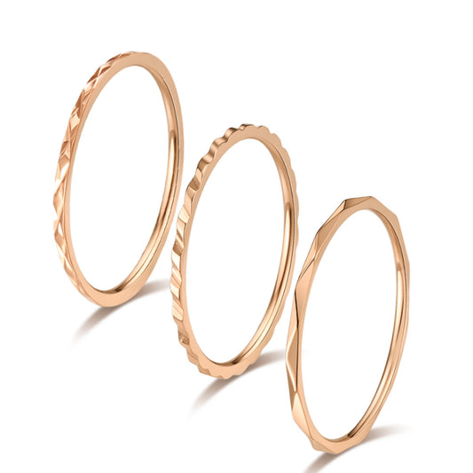Planderful Everyday Genie 1mm Stackable Titanium Steel Ring Set For Women Light Luxury Hand Jewelry Sizes 5 To 10