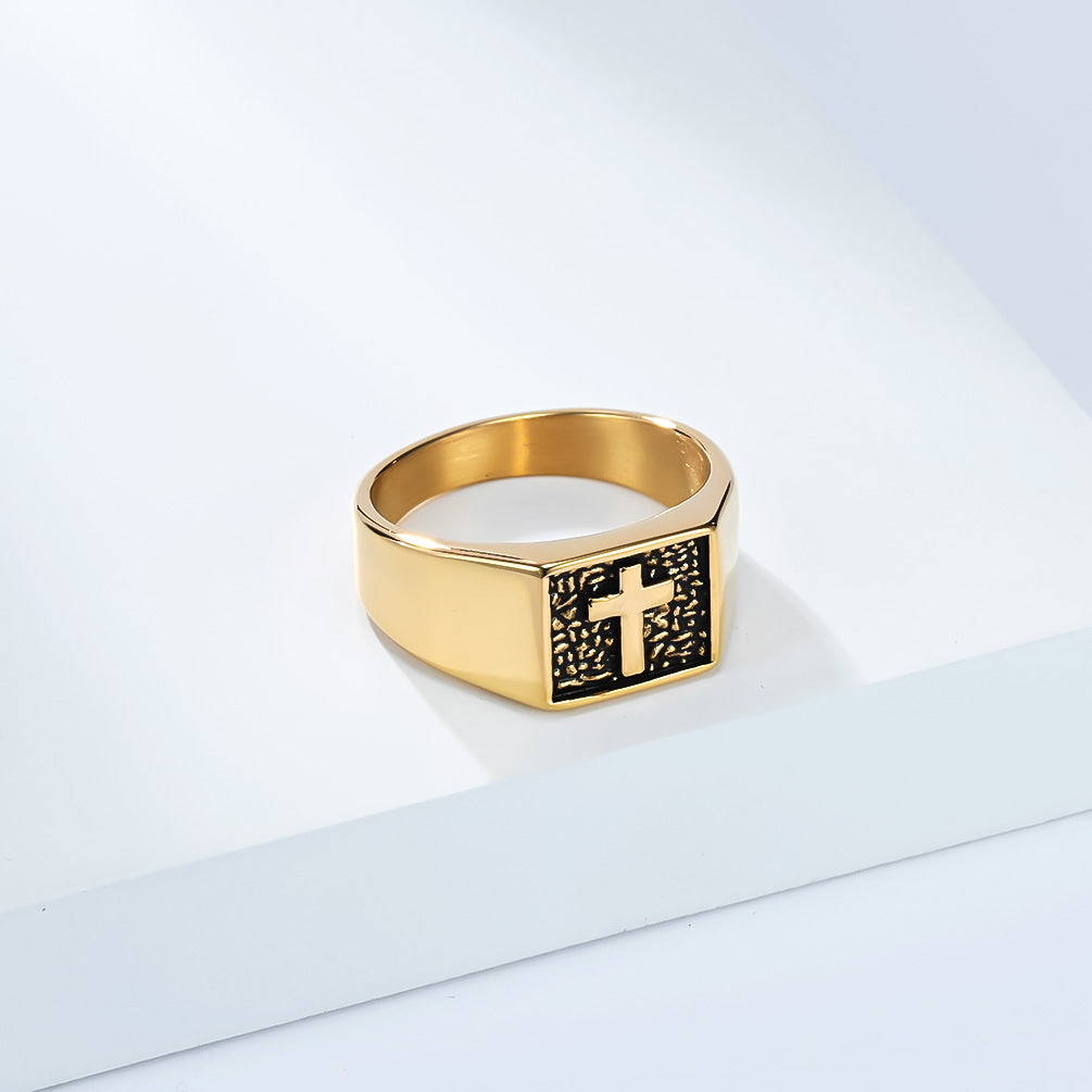 Planderful Titanium Cross Ring For Men Premium Fashion