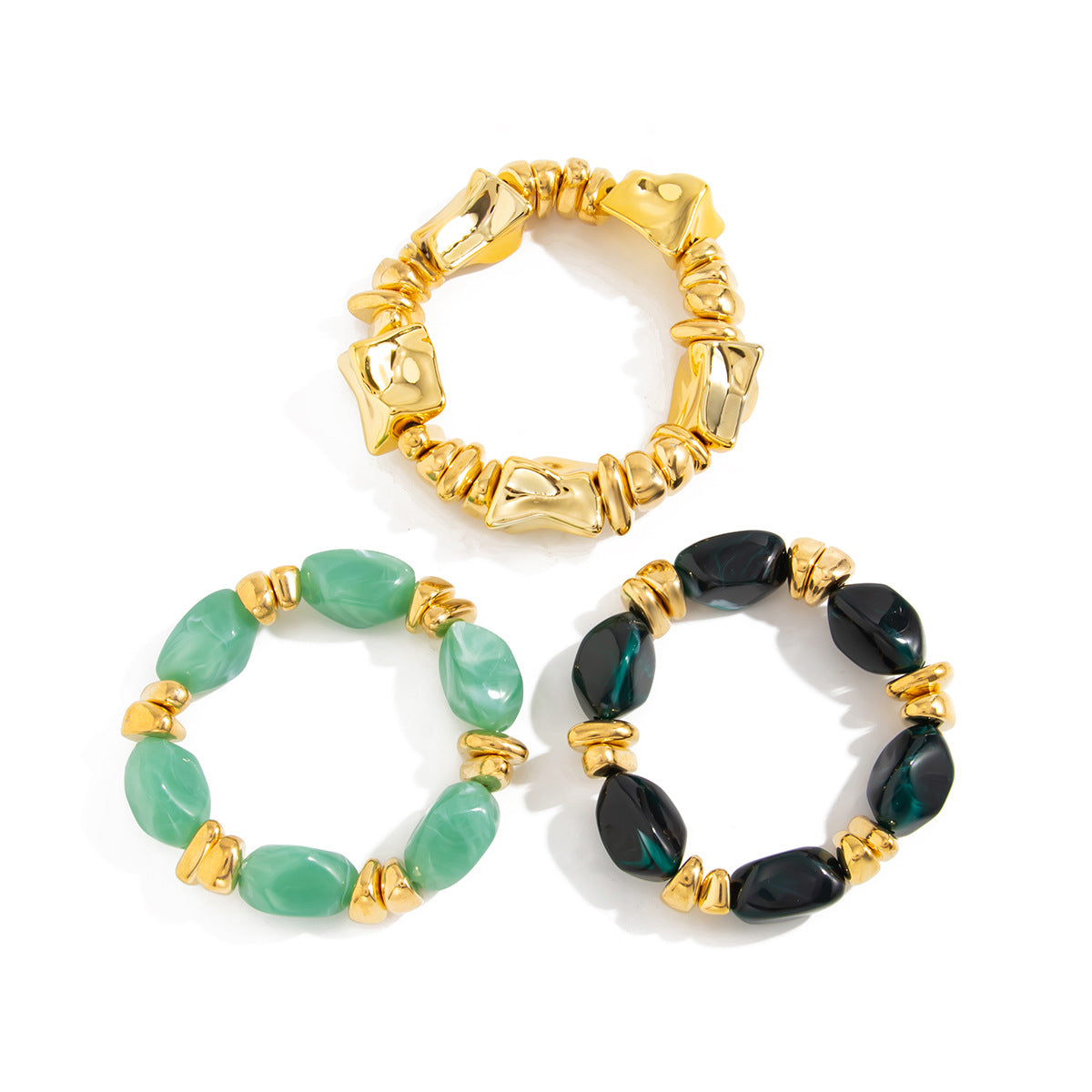 Amber Beaded Stacked Bracelet Knock Pattern Smudge Elastic Bracelet