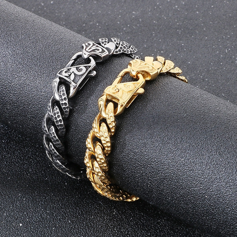 Planderful Mens Stainless Steel Cuban Chain Bracelet Beating