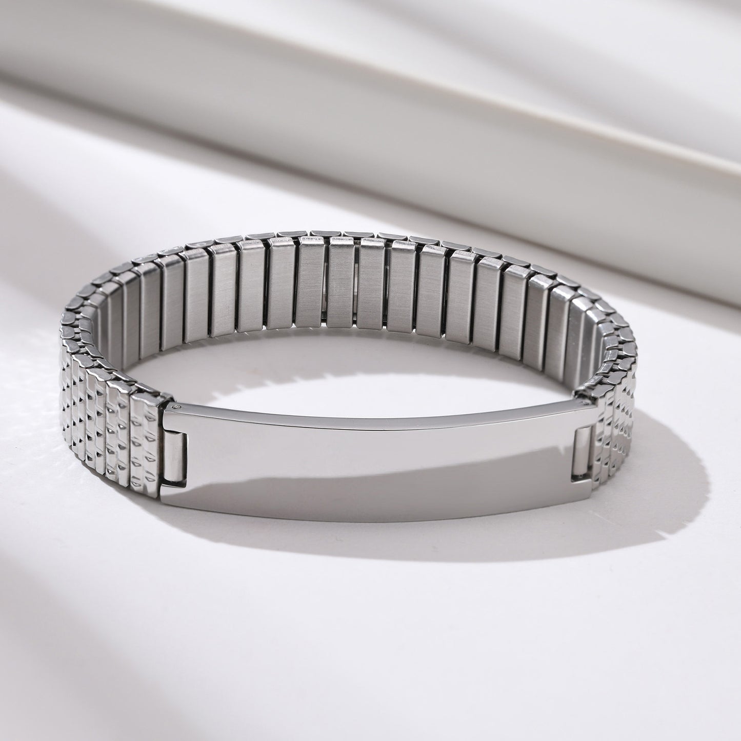 Cross-Border Bracelet Wholesale 12mm Stainless Steel Elastic Medical Logo Bracelet for Men