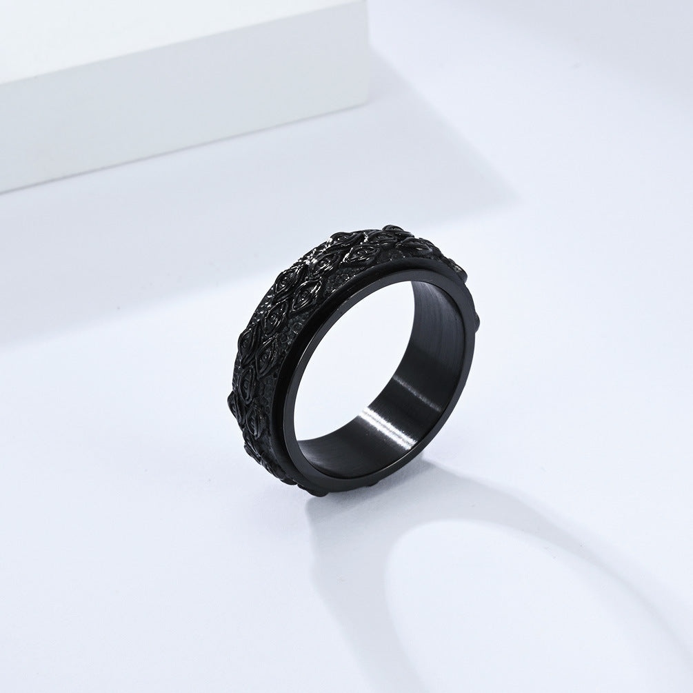 Planderful Rotating Devil Eye Ring For Men Stainless Steel Niche Fashion Accessory