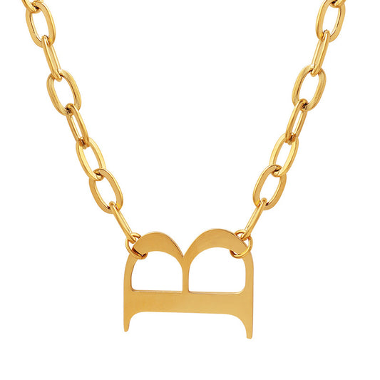 Gilded Titanium Steel Hip-Hop English Letter Necklace for Women