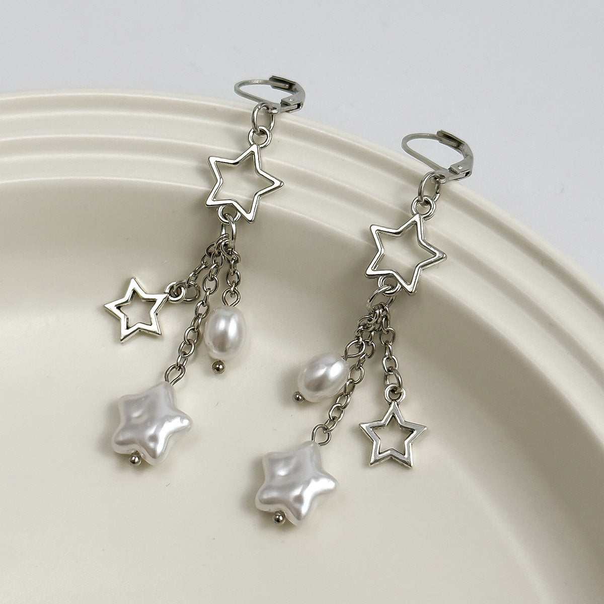 Planderful Star Shaped Pearl Fringe Earrings Vienna Verve For Women Elegant Versatile Statement Jewelry