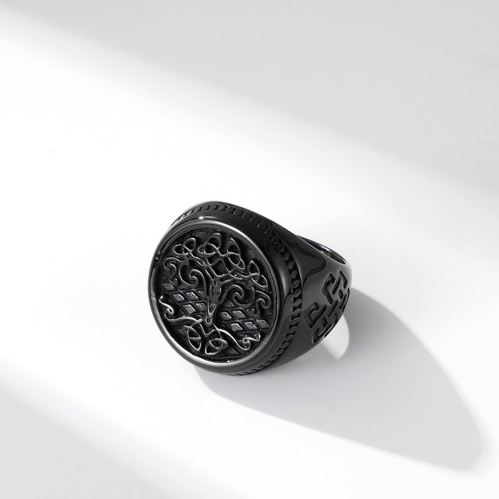 Retro Nordic Mythology Celtic Knot Tree of Life Ring