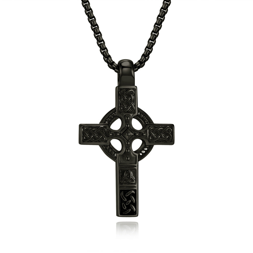Steel Necklace – Vintage Men's Cross Pendant