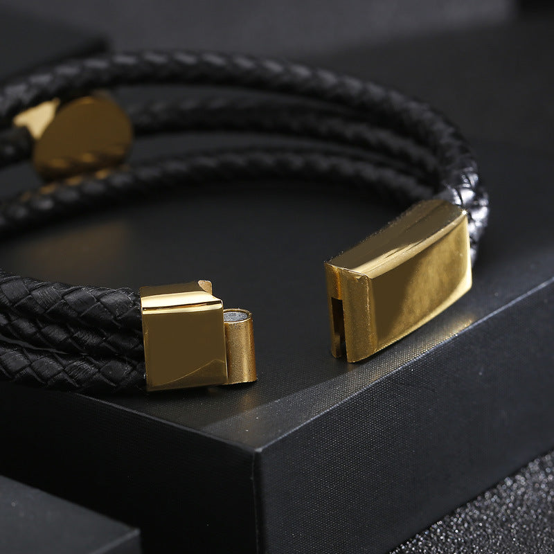 Planderful Versatile Leather Rope Cross Bracelet For Men