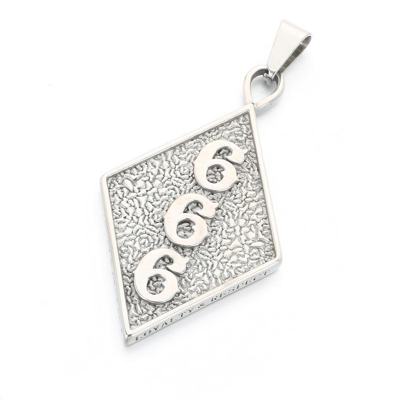 Hip Hop Rock Rhombus Tag Punk Style Letters Ftw Number 666 Stainless Steel Necklace