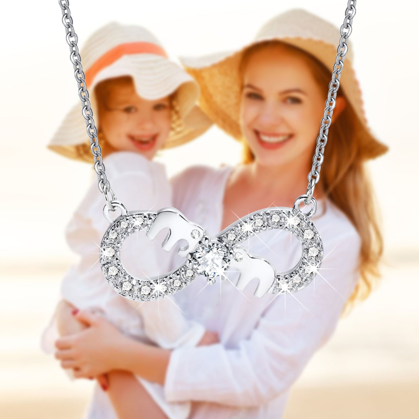 Copper Mother's Day Gift Love Infinity Elephant MOM Necklace