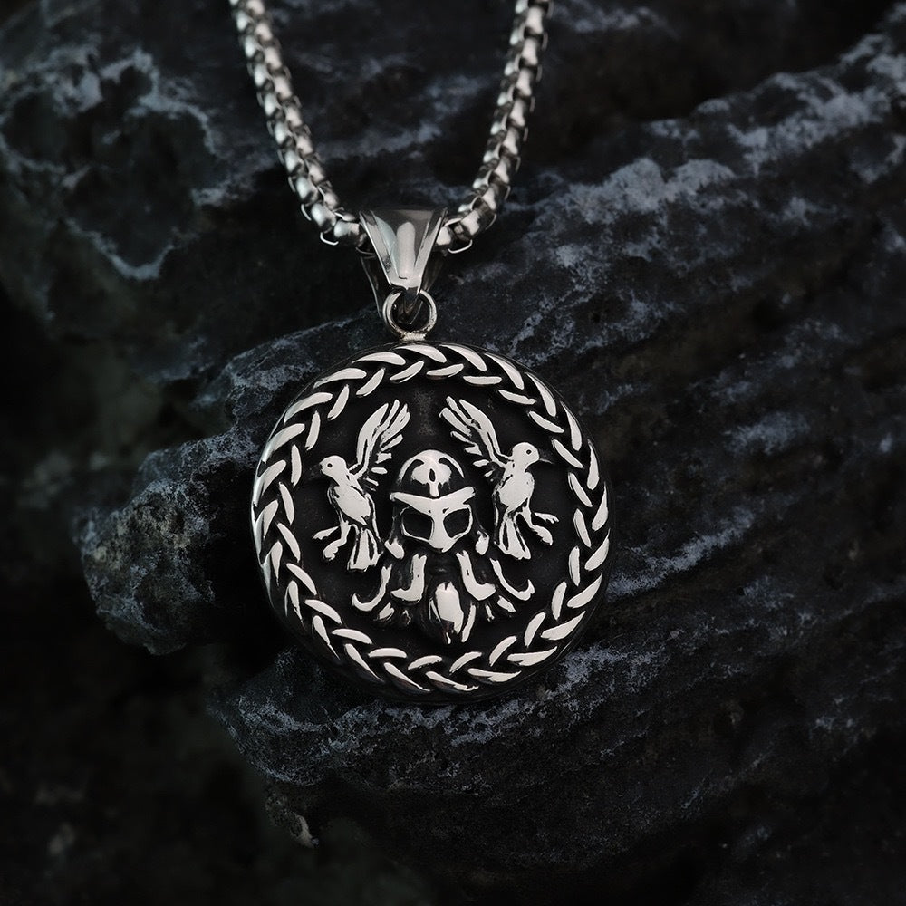 1. Planderful Odin Triangle Pendant Necklace for Men Stainless Steel Nordic Retro Viking Symbol Gift