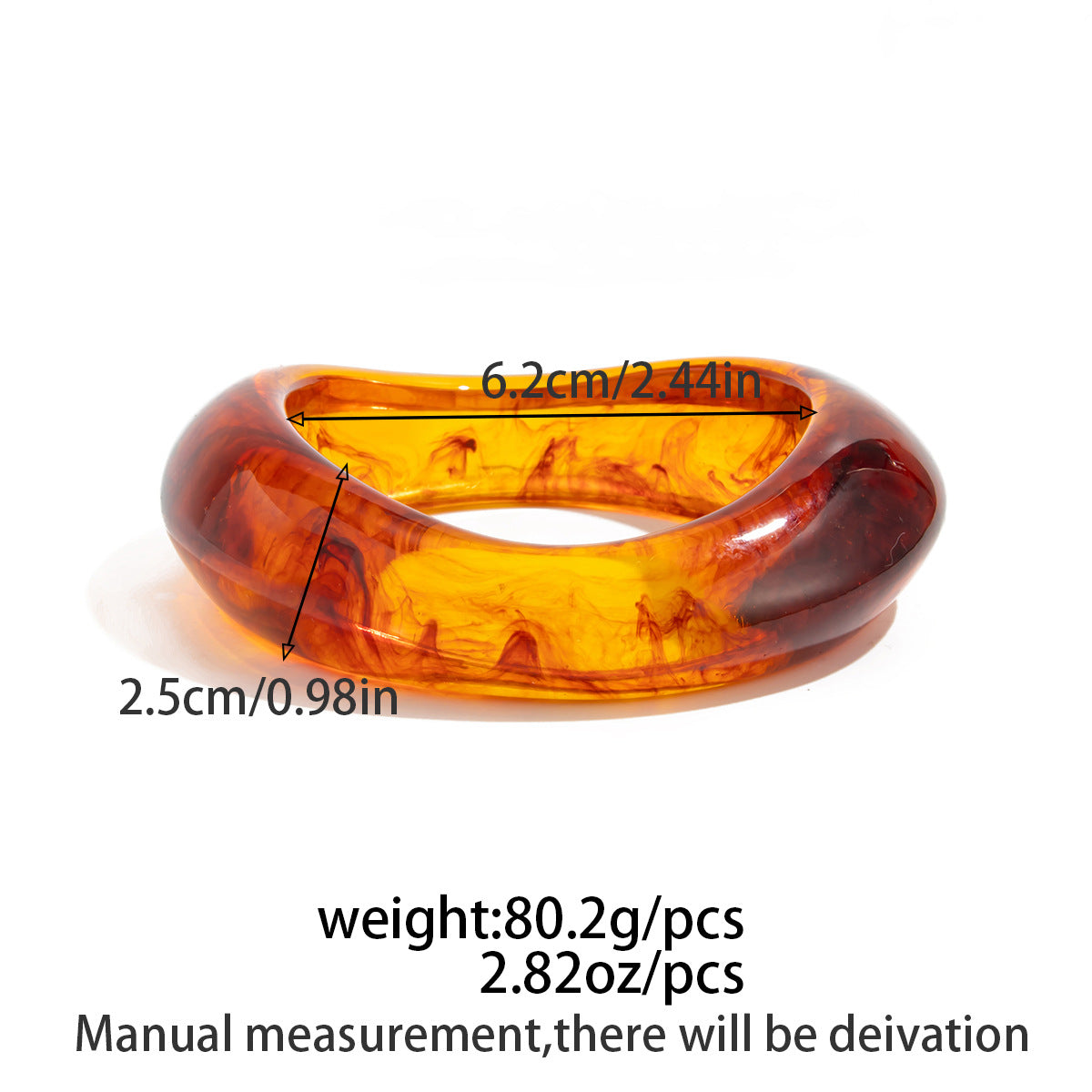 Planderful Vienna Verve Wide Bracelet For Women Acrylic Amber Pattern Statement Jewelry