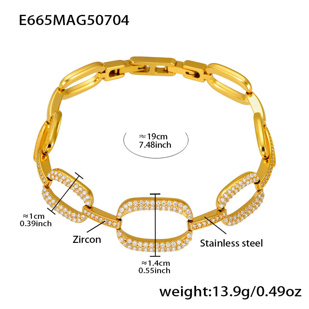 Planderful Everyday Zircon Four Leaf Stainless Bracelet Gift