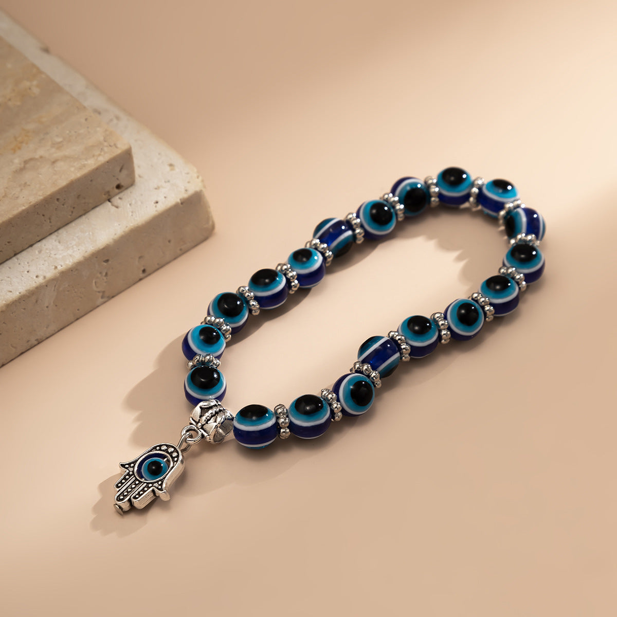 Planderful Beaded Eye Palm Pendant Bracelet Personalized European Style Statement Jewelry for Women