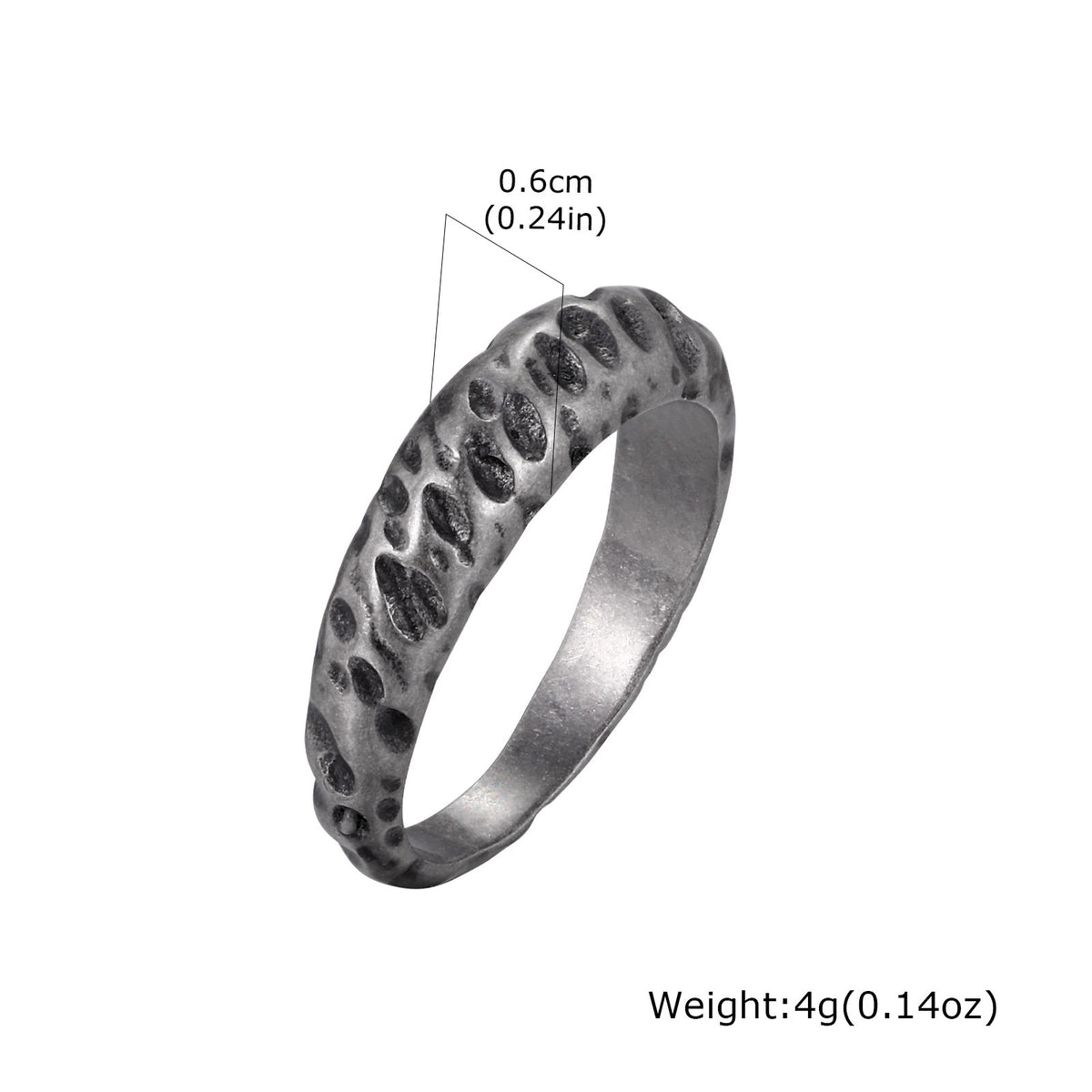 Karst Ring Stainless Steel Irregular Depression Silver