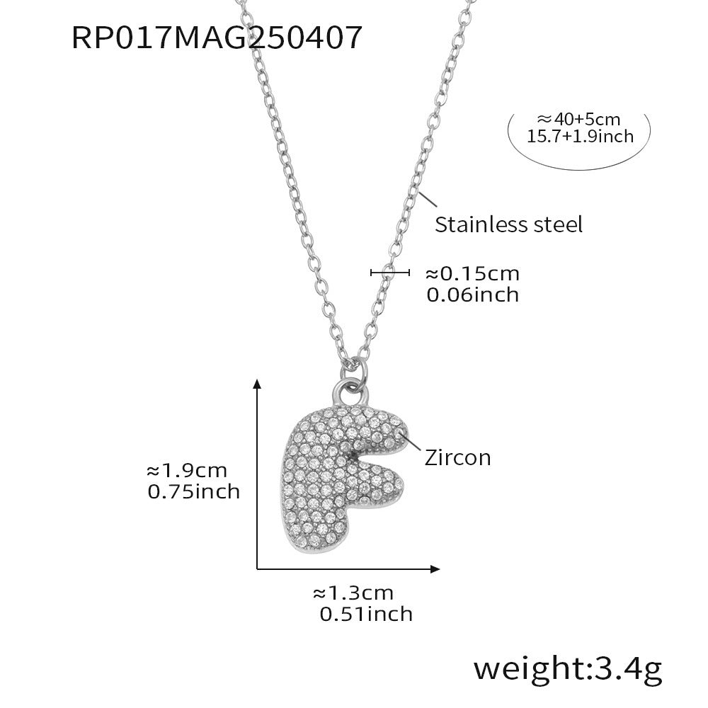 Planderful 26 Letter Zircon Necklace Gold Plated Hip Hop