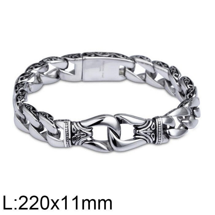 Planderful Titanium Steel Men Engraved Bracelet Domineering