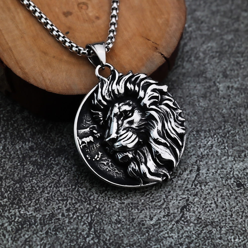 Cross-Border Simple Lion Head Pendant Jewelry for Men