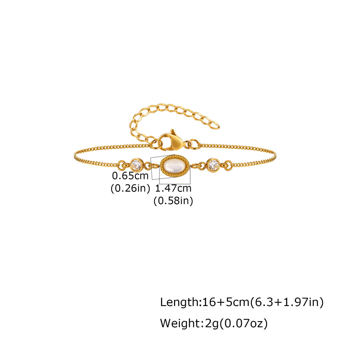 Shell Zircon Geometric Stainless Steel Bracelet for Women