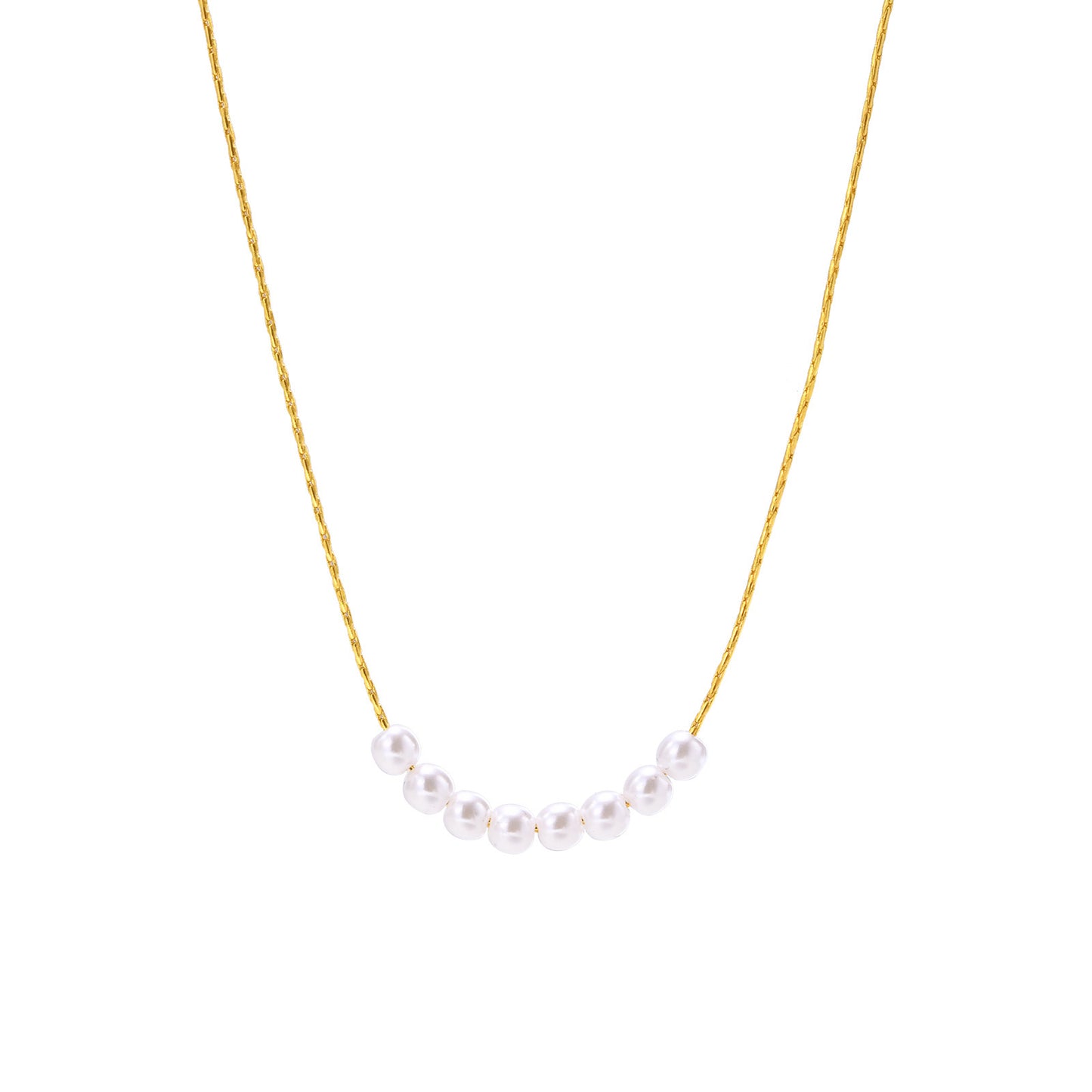 Copper 8 Imitation Pearl Necklace Gold Women's Jewelry