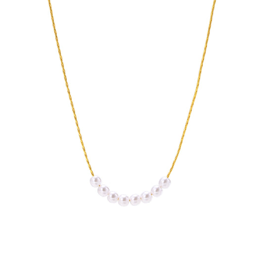 Copper 8 Imitation Pearl Necklace Gold Women's Jewelry