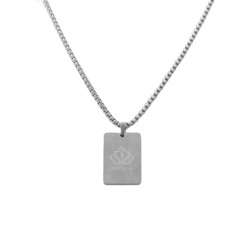 Personalized Retro Playing Card Pendant Necklace for Men in Titanium Steel