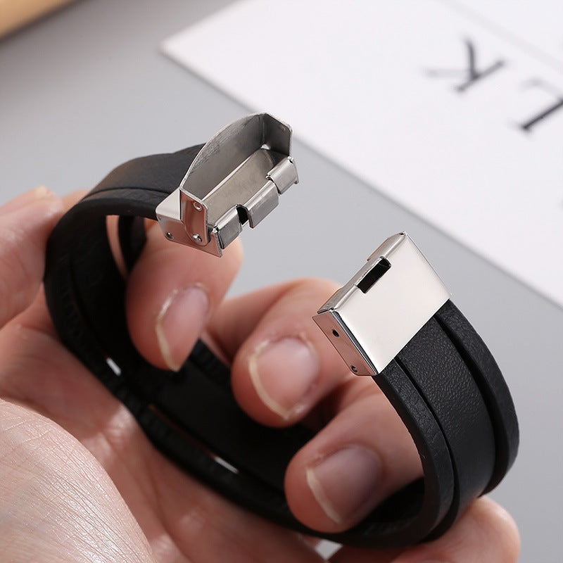 Planderful Titanium Steel Bracelet For Men Woven Design