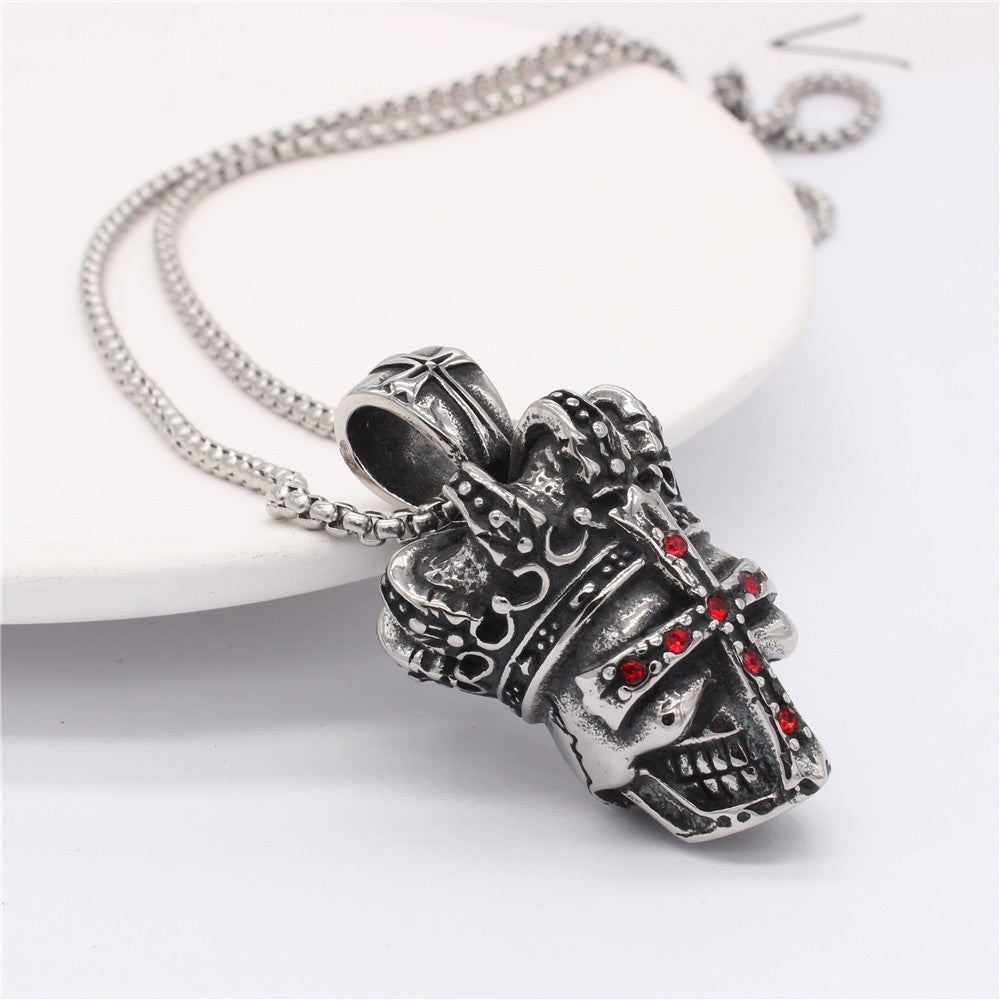 Crown Skull Titanium Steel Pendant Necklace
